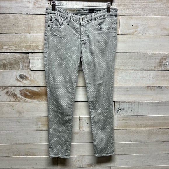 AG Adriano Goldschmied Jeans Womens 27 Stevie Ankle Slim Straight Gray Polka Dot - Picture 2 of 16